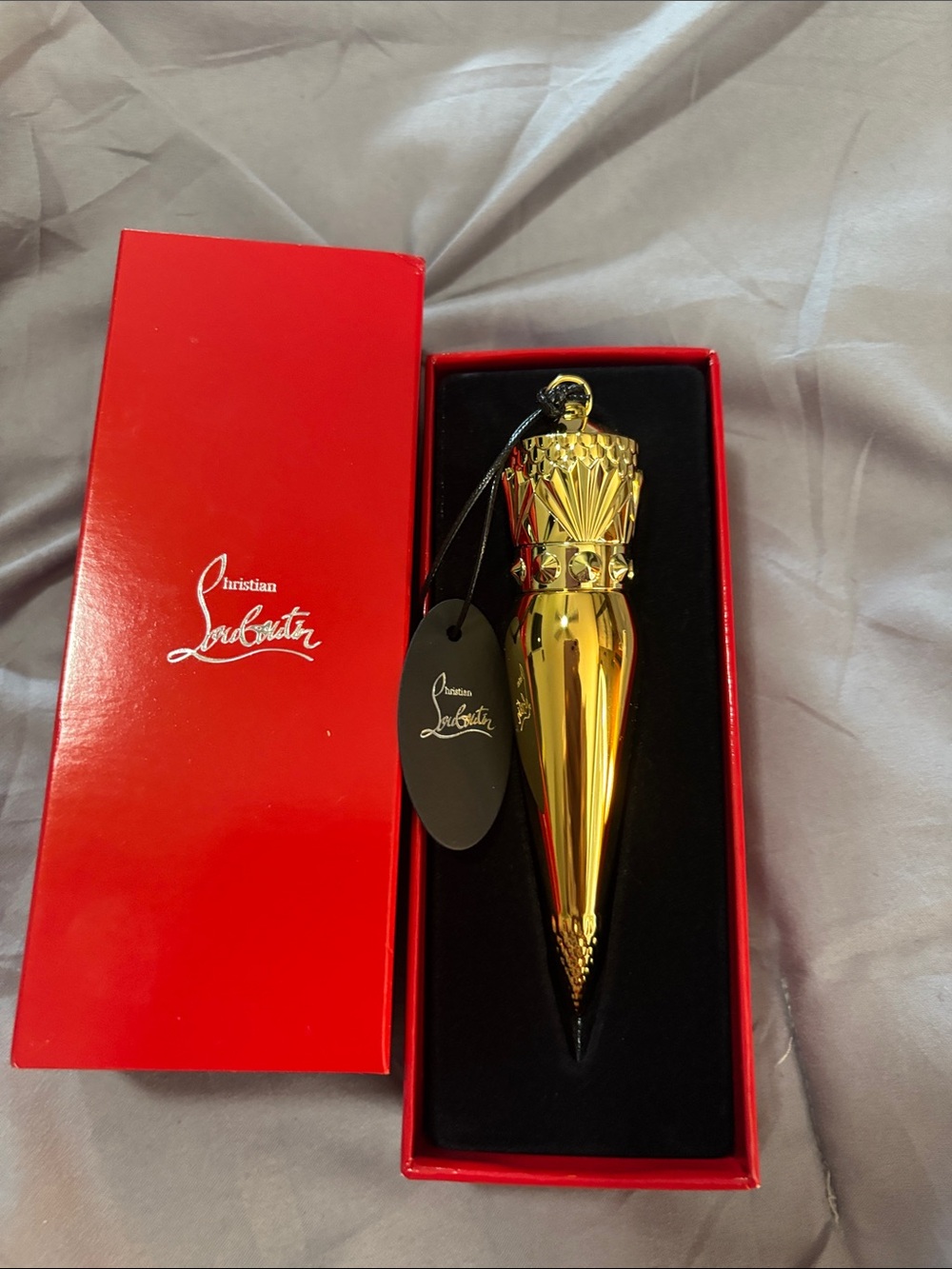 Christian Louboutin Gold Lipstick Ornament with Red Box - Picture 3 of 5
